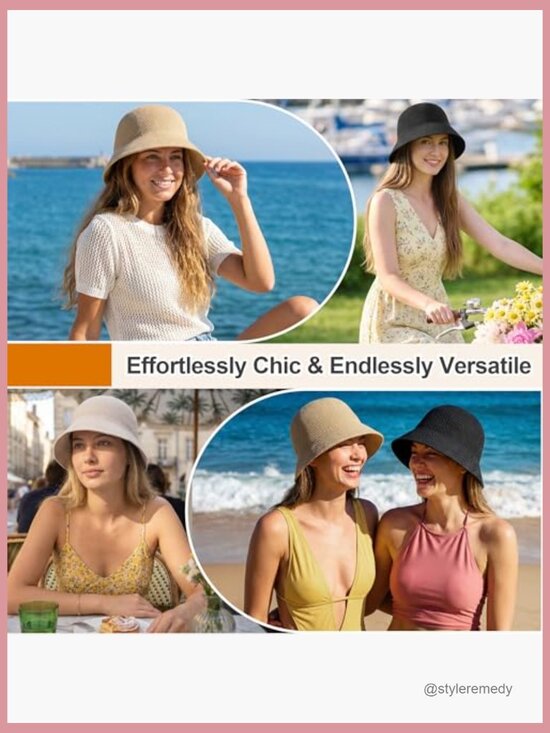 Crochet Bucket Hat, Adjustable Foldable Fisherman Hat, Lightweight Packable Sun main image 5